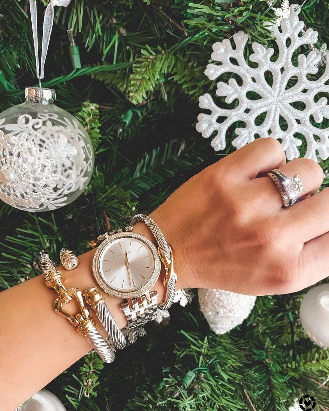 Montre Femme Michael Kors MK3203 Darci - Boîtier Bicolore, Bracelet Tricolore Acier et Cristaux vue 4