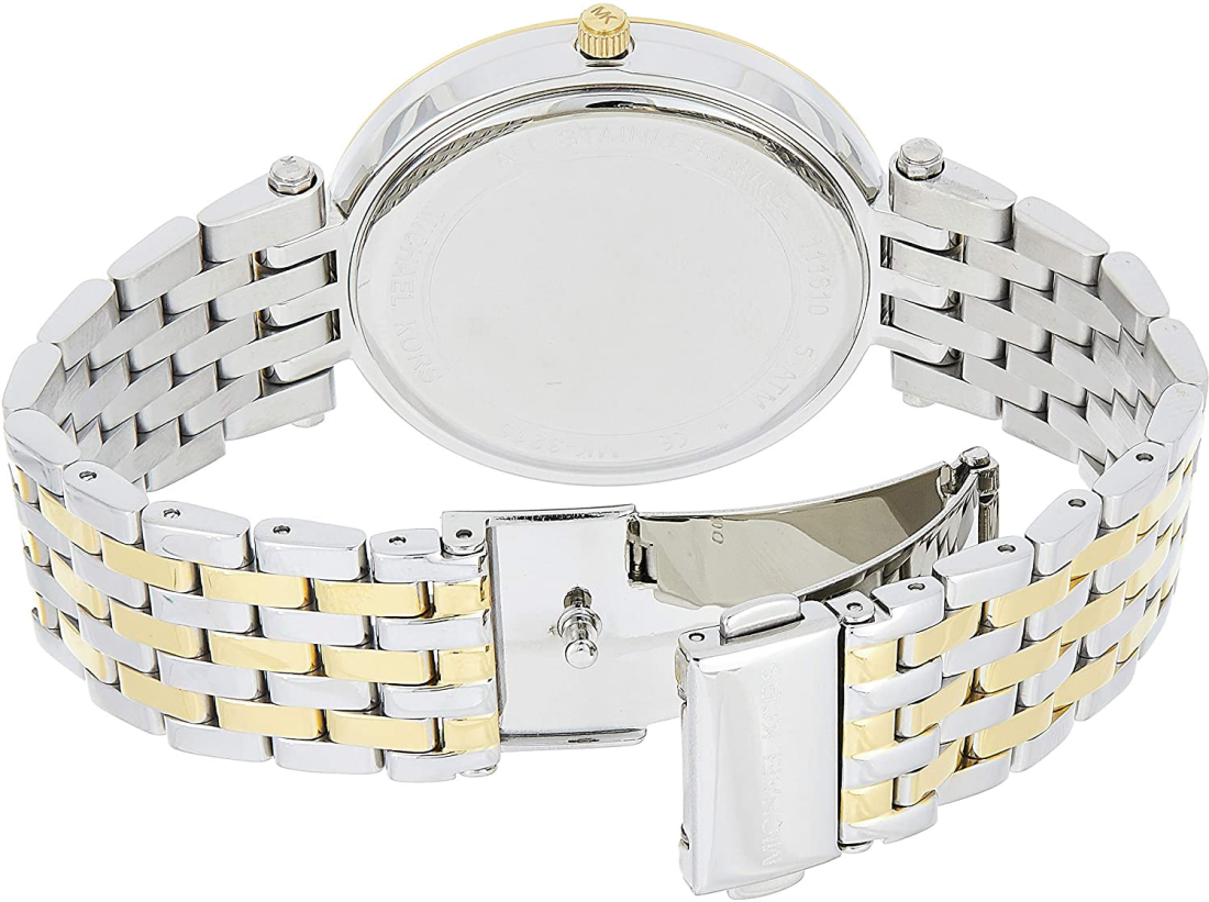 Montre Femme Michael Kors MK3215 Darci - Cadran Argent, Bracelet Acier Bicolore, Lunette à Cristaux vue 3