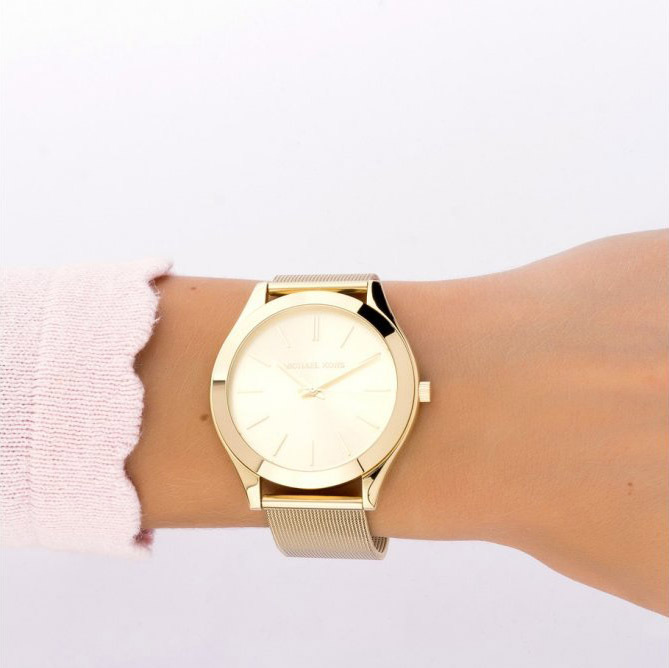 Montre Femme Michael Kors MK3282 Bracelet Maille Milanaise Dorée vue 4