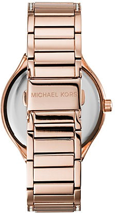 Montre Femme Michael Kors Kerry MK3313 en Acier Doré Rose à Maillons Rectangulaires vue 2