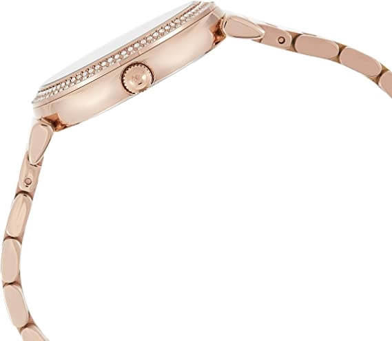 Montre Michael Kors MK3356 Bracelet Acier Doré Rose et Cadran Noir à Cristaux vue 3