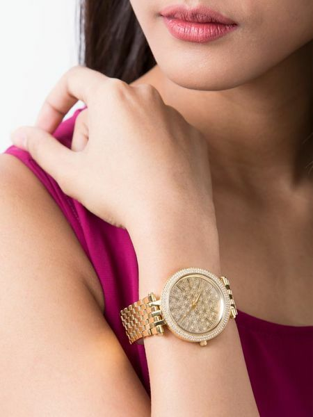 Montre Femme Michael Kors MK3398 Acier Doré Jaune - Lunette Strass - Quartz vue 3