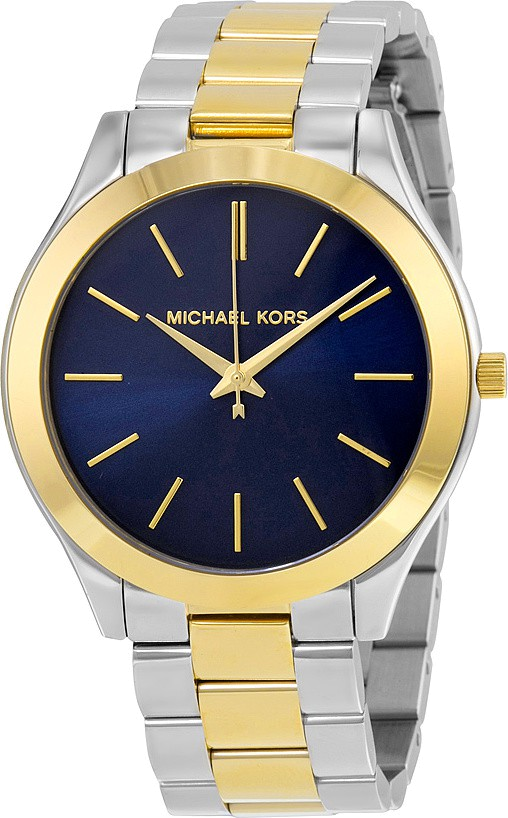Montre Femme Michael Kors MK3479 - Cadran Bleu, Bracelet Acier Bicolore Argent et Or
