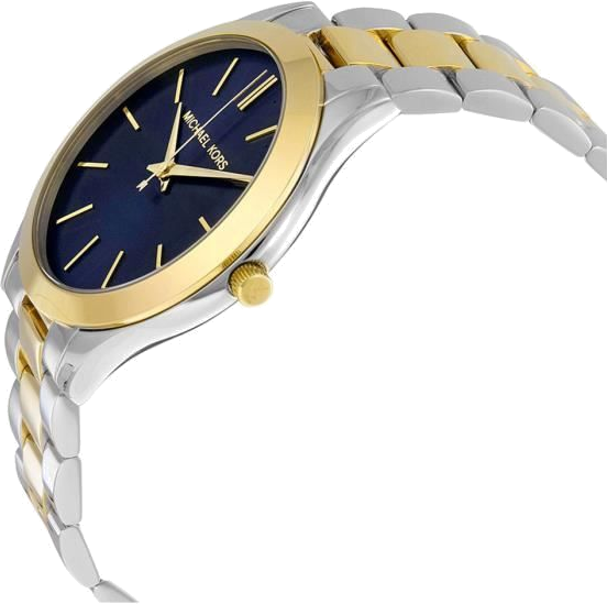 Montre Femme Michael Kors MK3479 - Cadran Bleu, Bracelet Acier Bicolore Argent et Or vue 2