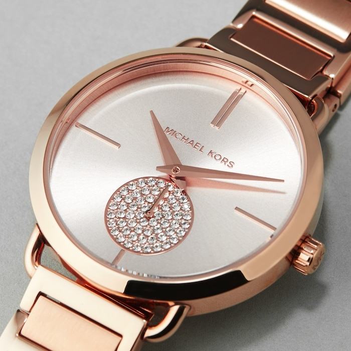 Montre Femme Michael Kors Portia MK3640 en Acier Or Rose vue 3