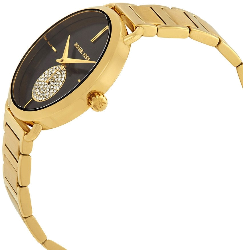 Montre Michael Kors Portia MK3788 pour Femme - Boîtier or et cadran noir vue 3
