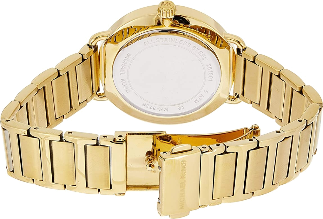 Montre Michael Kors Portia MK3788 pour Femme - Boîtier or et cadran noir vue 4