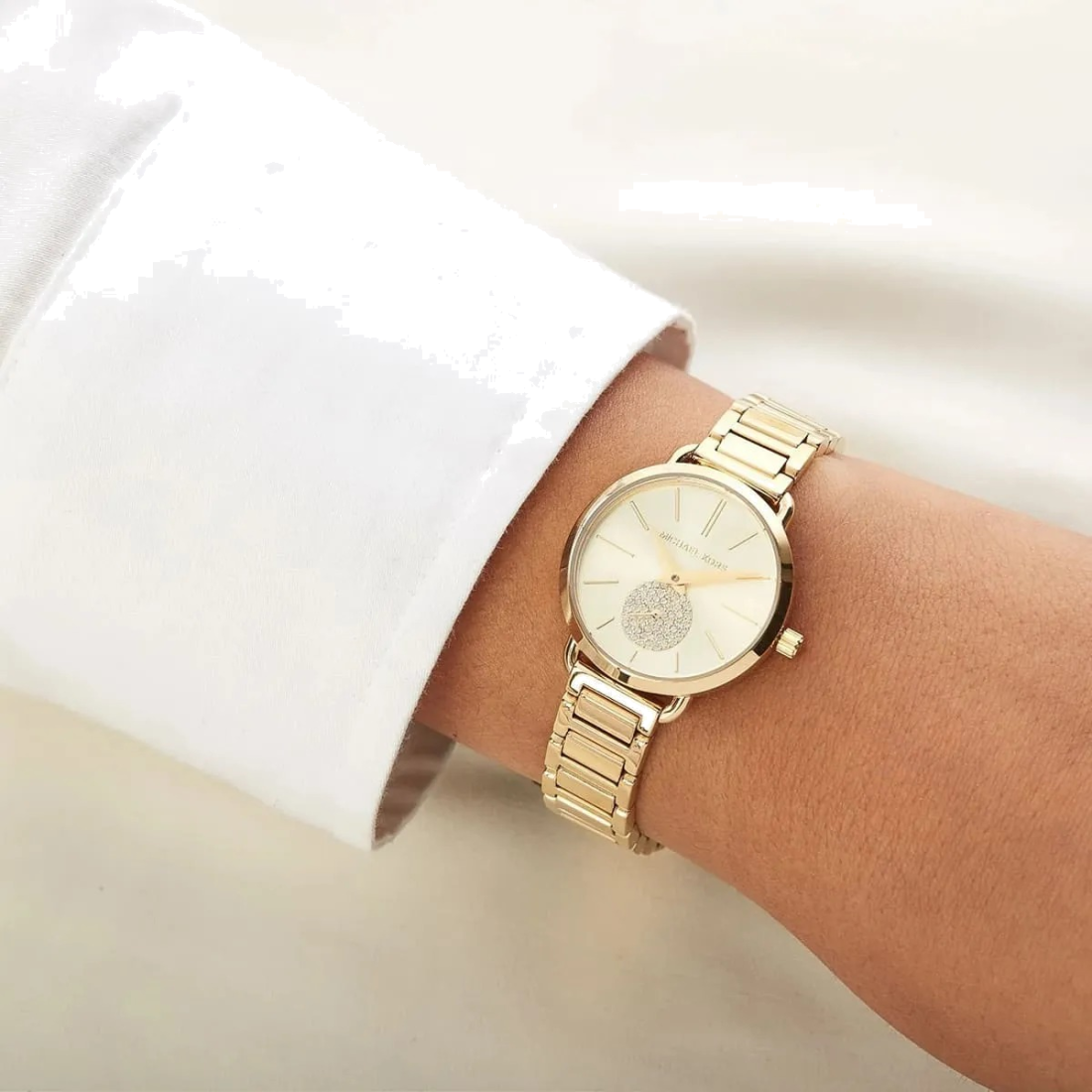 Montre Michael Kors MK3838 en Acier Doré Jaune avec Petite Seconde vue 4