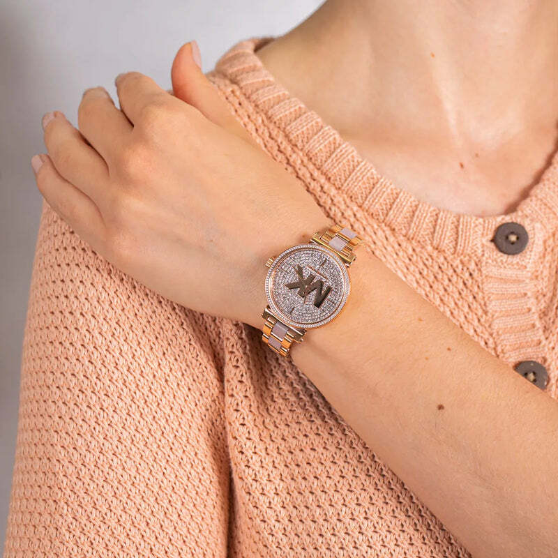 Montre Femme Michael Kors Sofie MK4336 en acier or rose vue 3