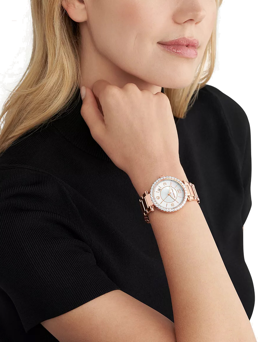 Montre Femme Michael Kors Parker MK4695 Cadran nacre bracelet acier inoxydable or rose vue 2