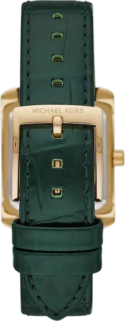 Montre Femme Michael Kors Emery MK4697 - Cadran et bracelet cuir vert - Boîtier or rectangulaire vue 2