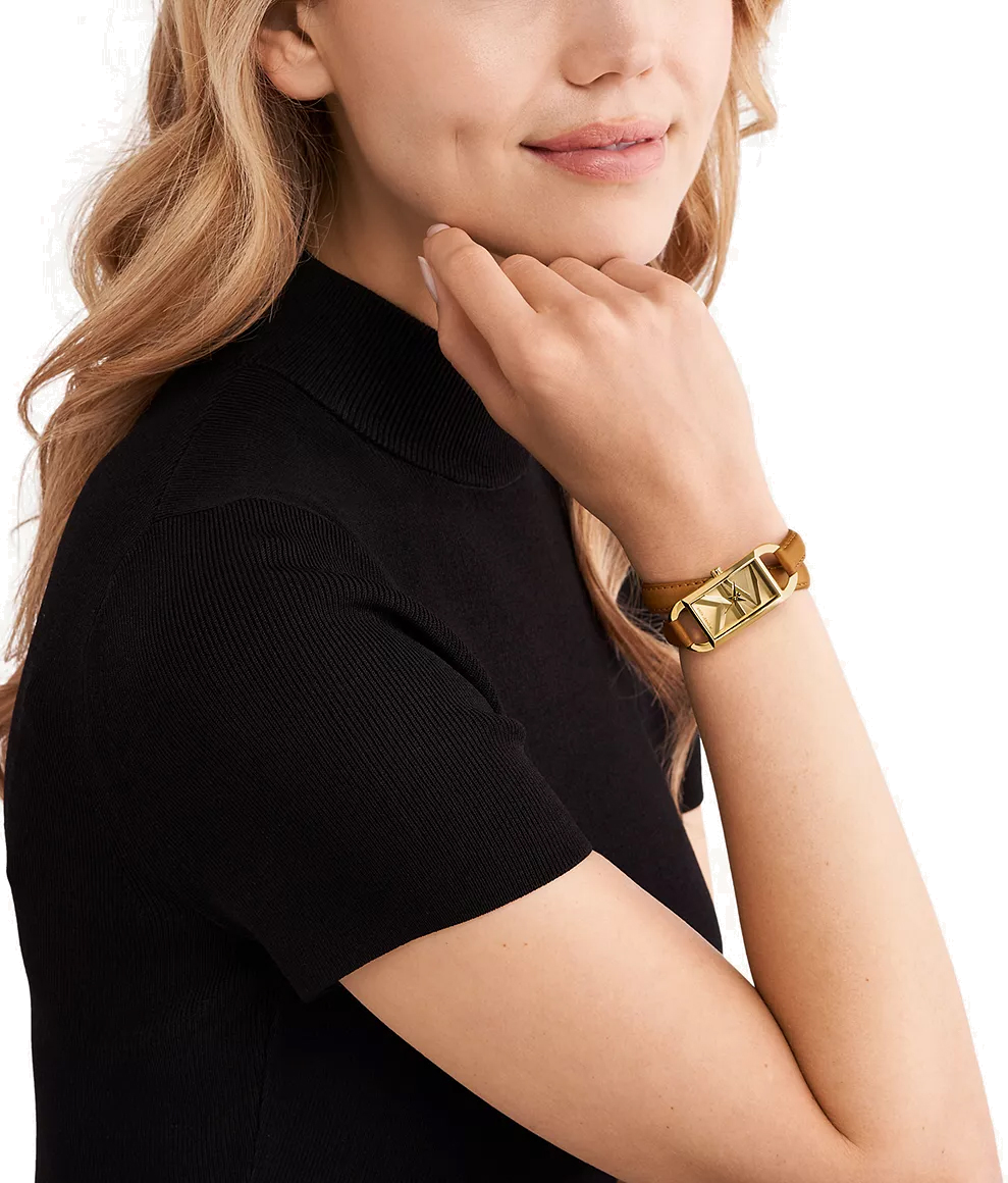 Montre Femme Michael Kors MK4721 Mini Empire - Cadran Or, Bracelet Cuir Marron vue 4