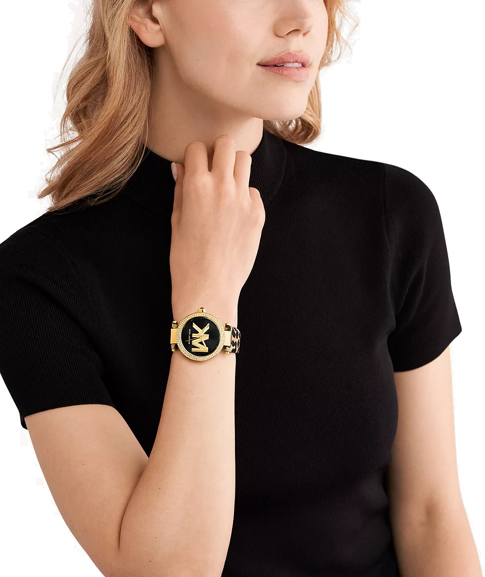 Montre Femme Michael Kors MK4723 Parker - Boîtier Or, Bracelet Cuir Noir Léopard vue 4