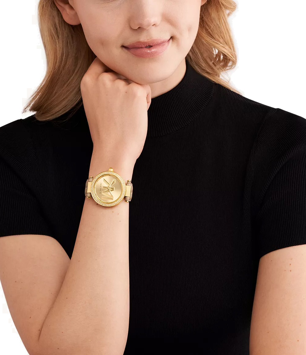 Montre Femme Michael Kors Parker MK4725 Cadran Doré Bracelet Cuir Beige vue 3