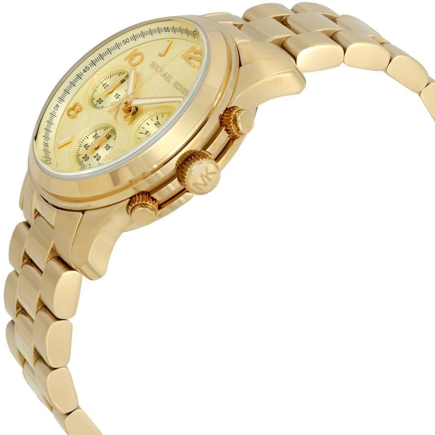 Montre Michael Kors Runway MK5055 en acier doré avec fonction chonomètre vue 3