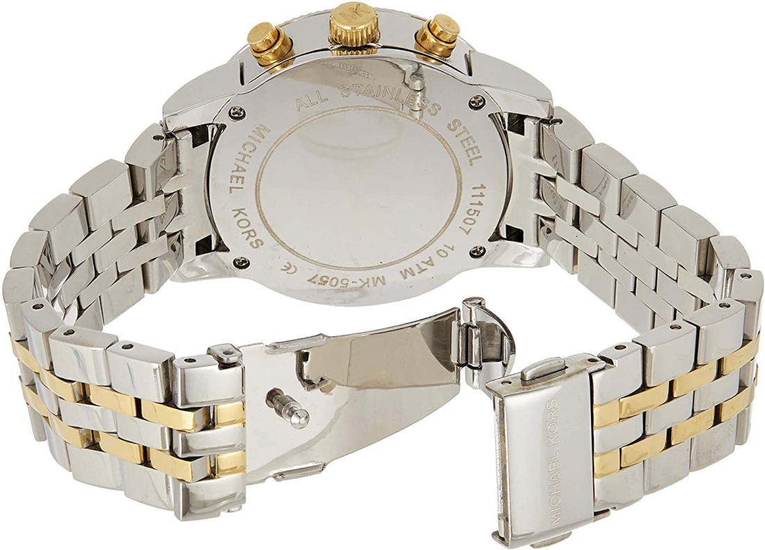 Montre Michael Kors Ritz MK5057 Chronomètre cadran nacre bracelet bi-ton doré argent vue 4