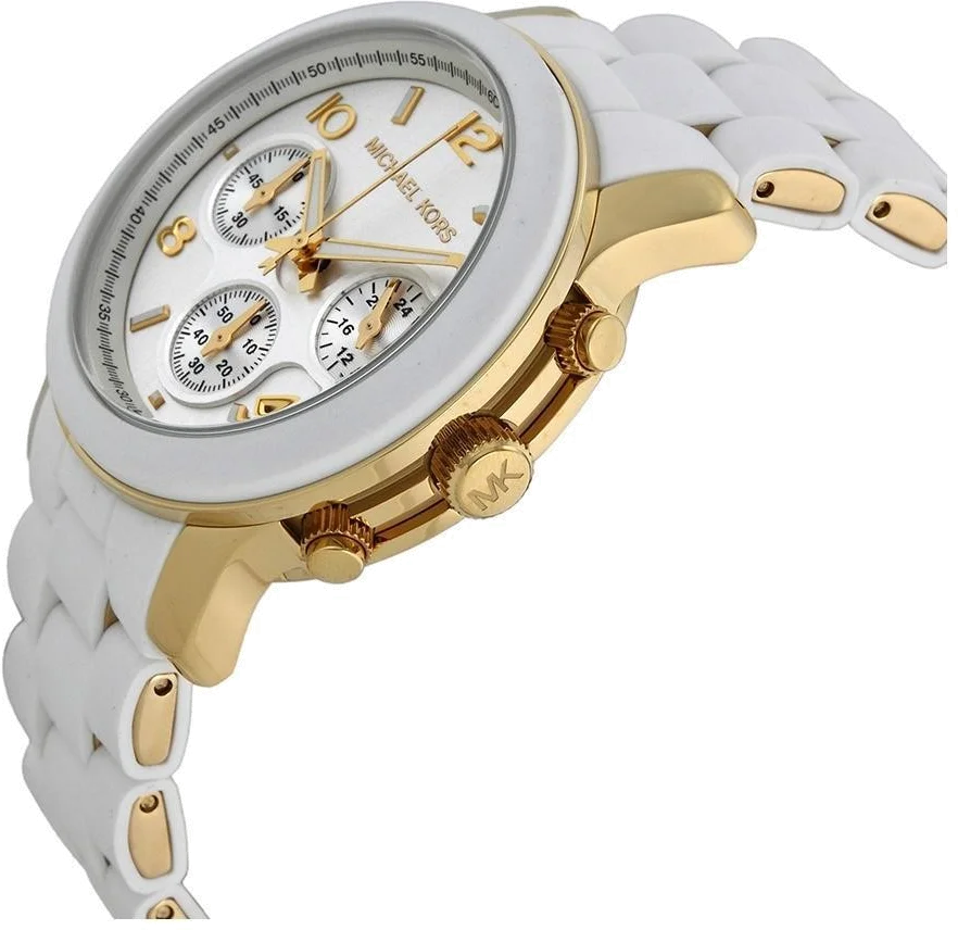Montre Michael Kors Runway MK5145 bracelet silicone blanc