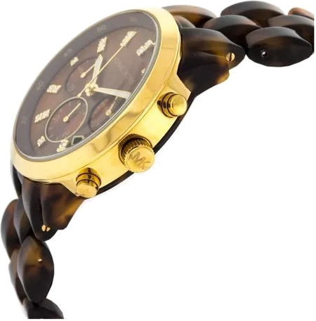 Montre Femme Michael Kors MK5216 en Acétate Écaille de Tortue et Cadran Doré vue 2