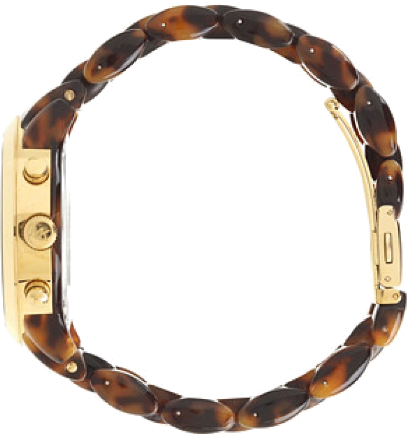 Montre Femme Michael Kors MK5216 en Acétate Écaille de Tortue et Cadran Doré vue 3