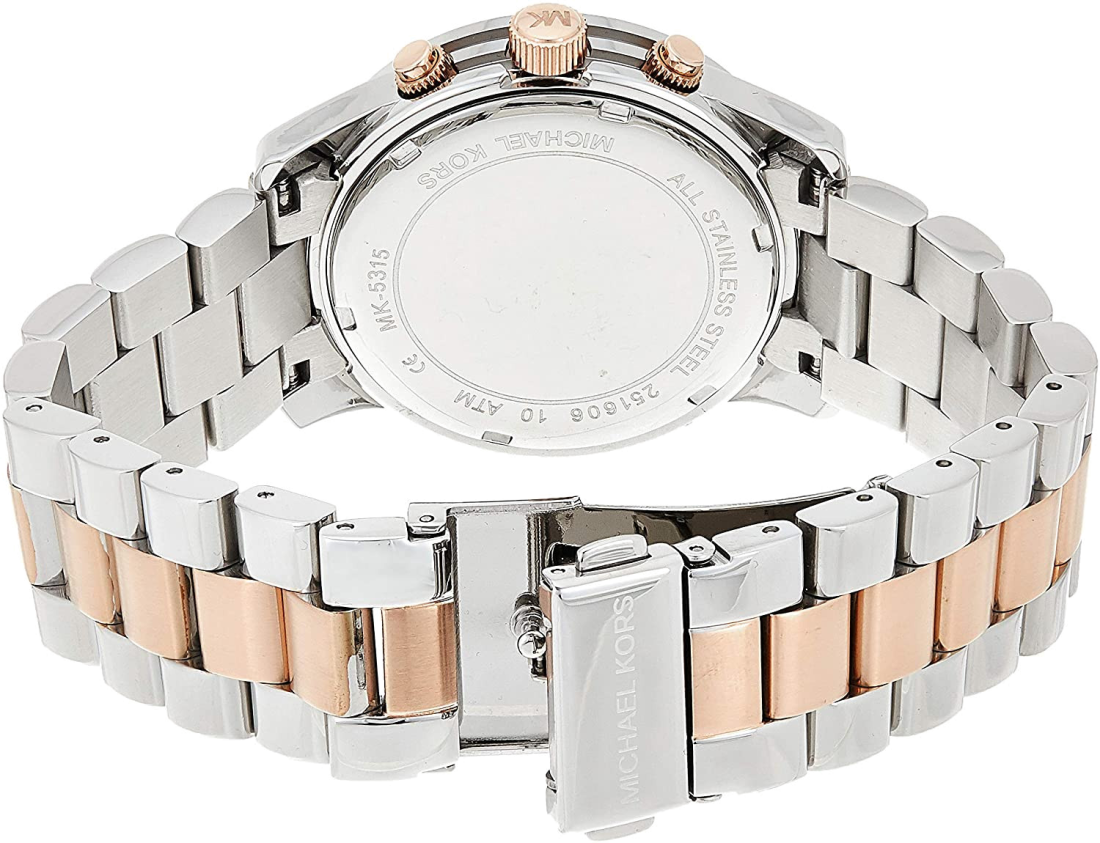 Montre Femme Michael Kors Runway MK5315 Chronomètre bicolore argent or rose vue 3