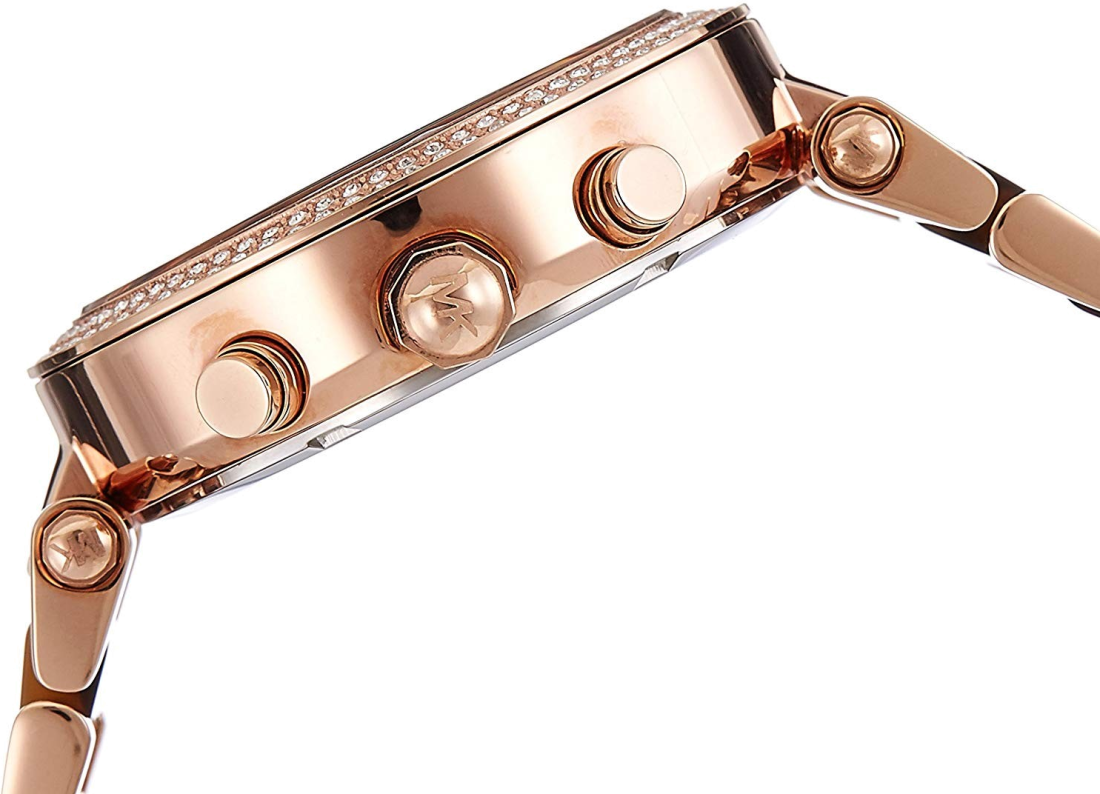 Montre Michael Kors Parker MK5538 pour Femme - Cadran Fuchsia, Bracelet Marron Acier et Acétate vue 2