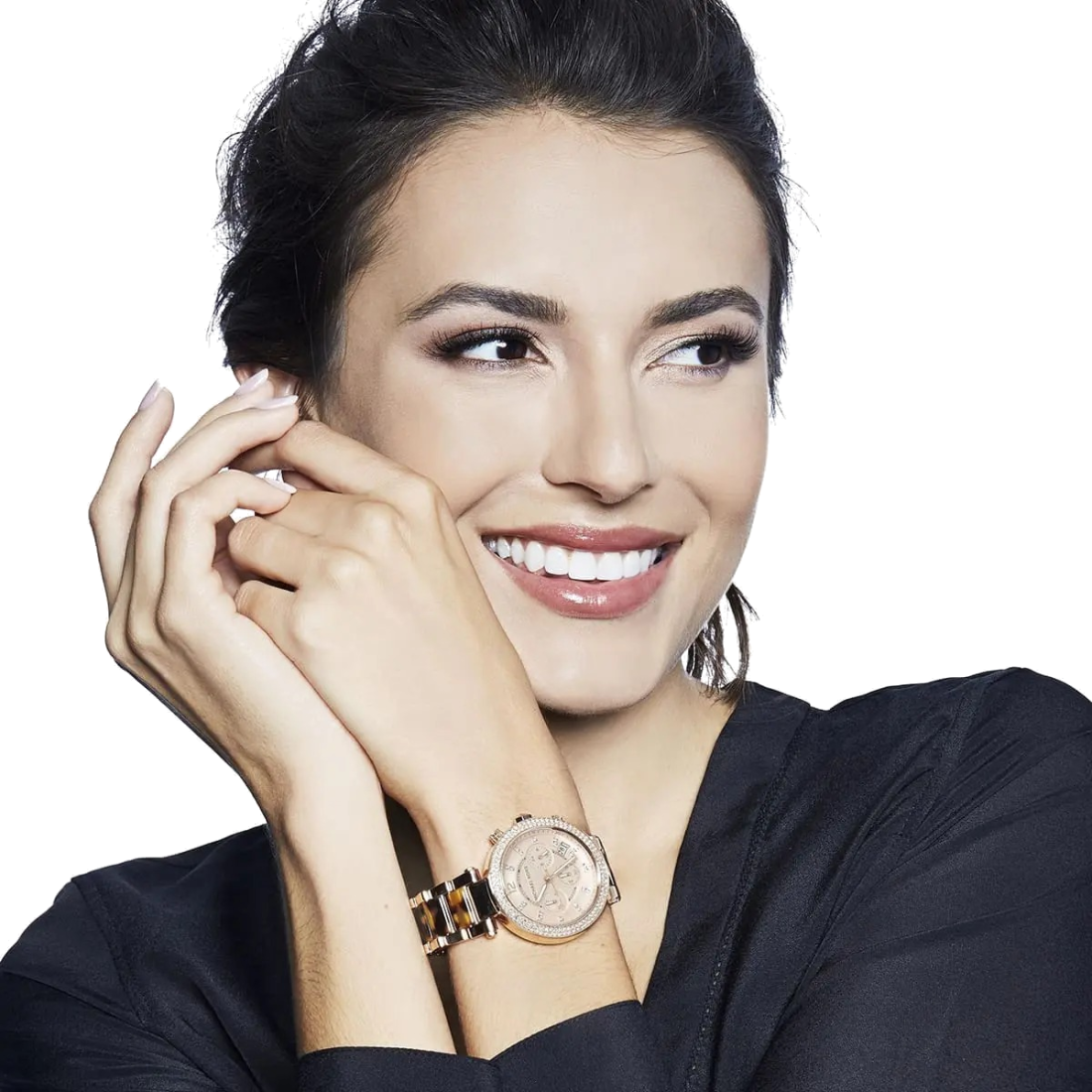 Montre Michael Kors Parker MK5538 pour Femme - Cadran Fuchsia, Bracelet Marron Acier et Acétate vue 4