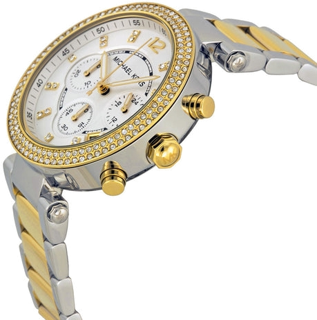 Montre Femme Michael Kors Parker MK5626 Chronographe Acier Bicolore Or et Argent vue 3