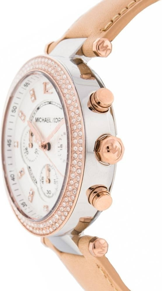 Montre Michael Kors Parker MK5633 pour Femme, Cadran Argent et Bracelet Cuir Beige vue 2