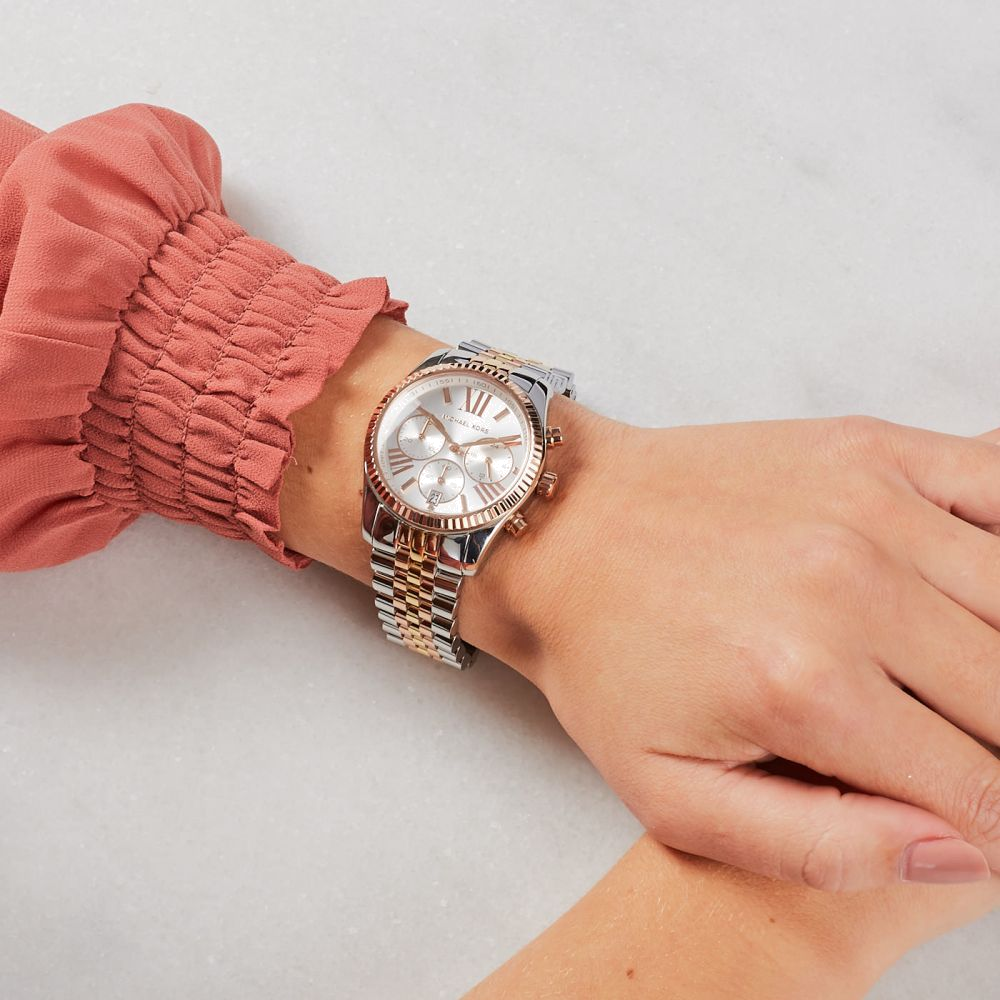 Montre Femme Michael Kors MK5735 Cadran Blanc Bracelet Acier Tricolore vue 6