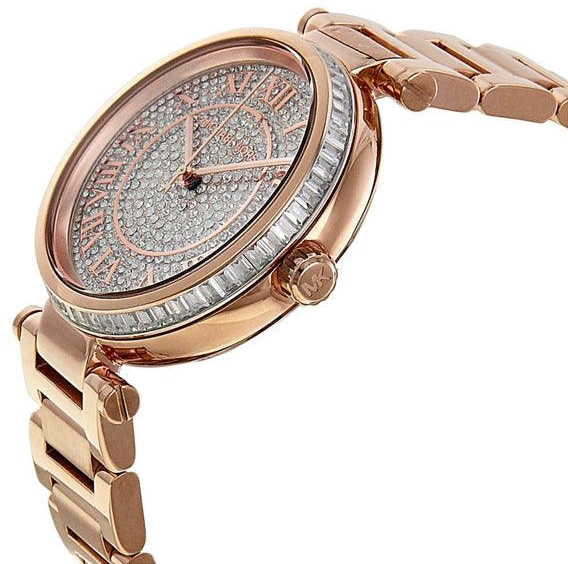 Montre Michael Kors Skylar MK5868 pour Femme, Cadran Or Rose Pavé de Cristaux, Bracelet Acier Doré Rose vue 2