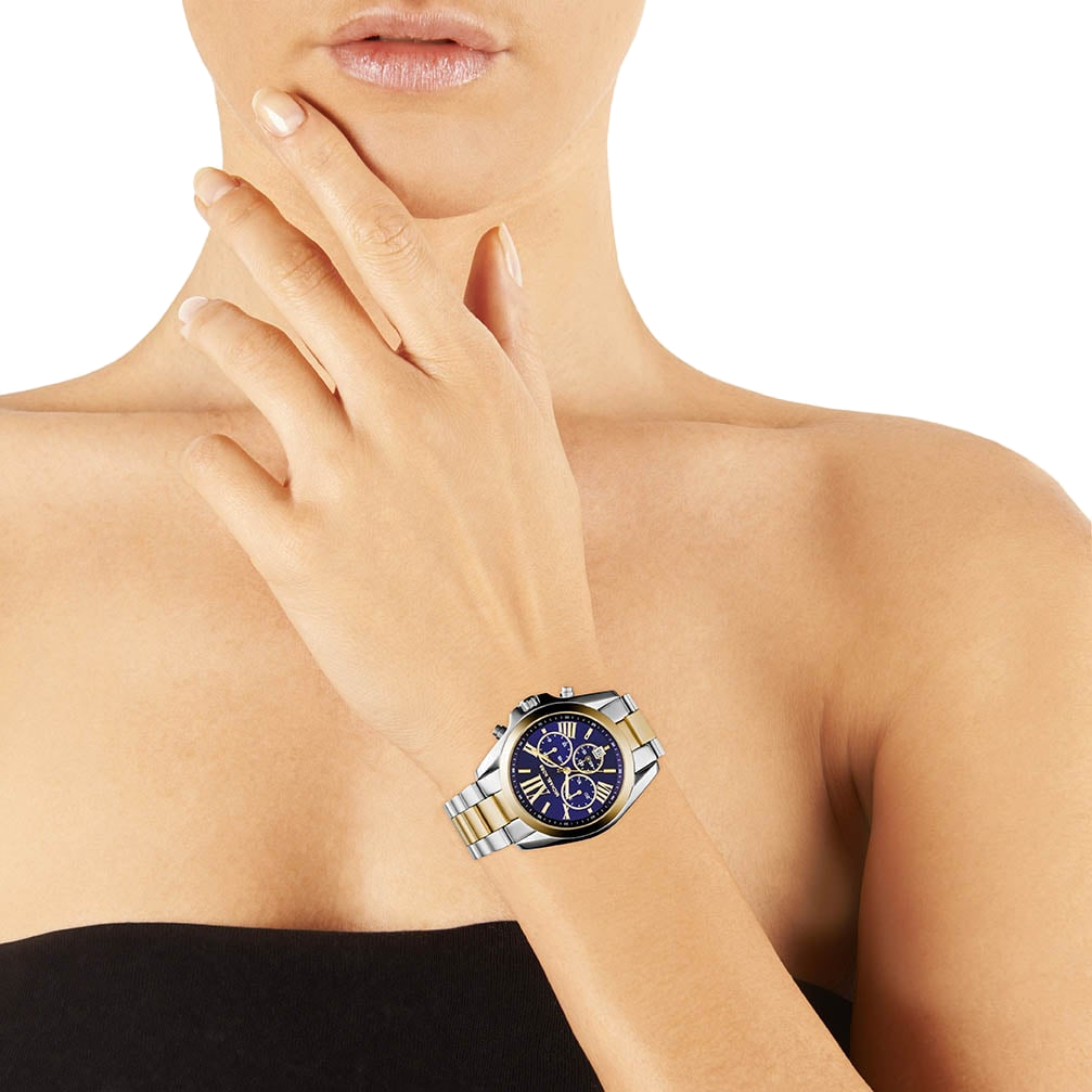 Montre Femme Michael Kors MK5976 Bradshaw - Cadran Bleu, Bracelet Acier Bi-ton Argent et Or vue 5