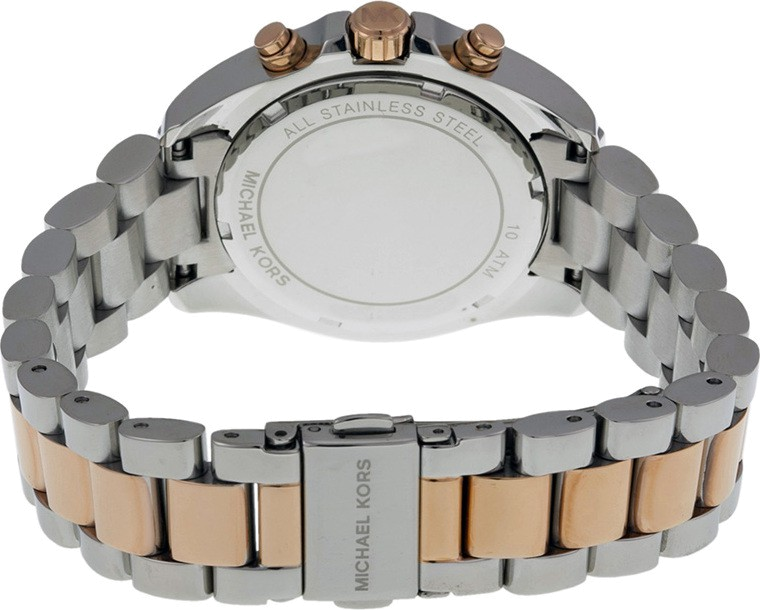 Montre Femme Michael Kors Bradshaw MK6074 Cadran Bleu Or Rose vue 3