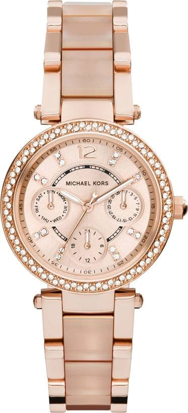 Montre Femme Michael Kors MK6110 Parker en Acier Or Rose à Bracelet Maillons