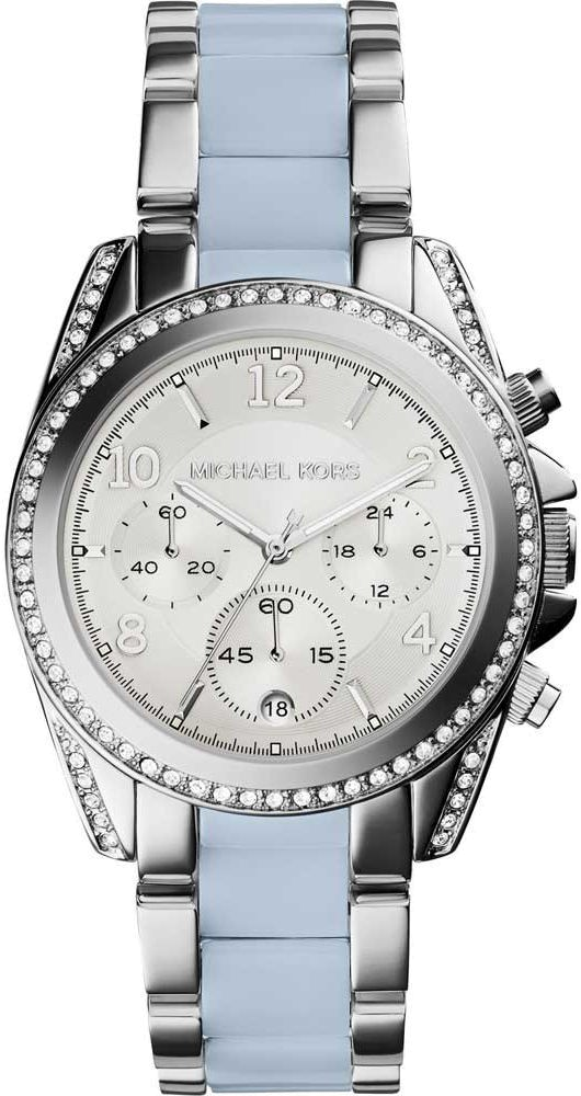 Montre Michael Kors Blair MK6137 pour Femme, Cadran Argent et Bracelet Bleu Acier