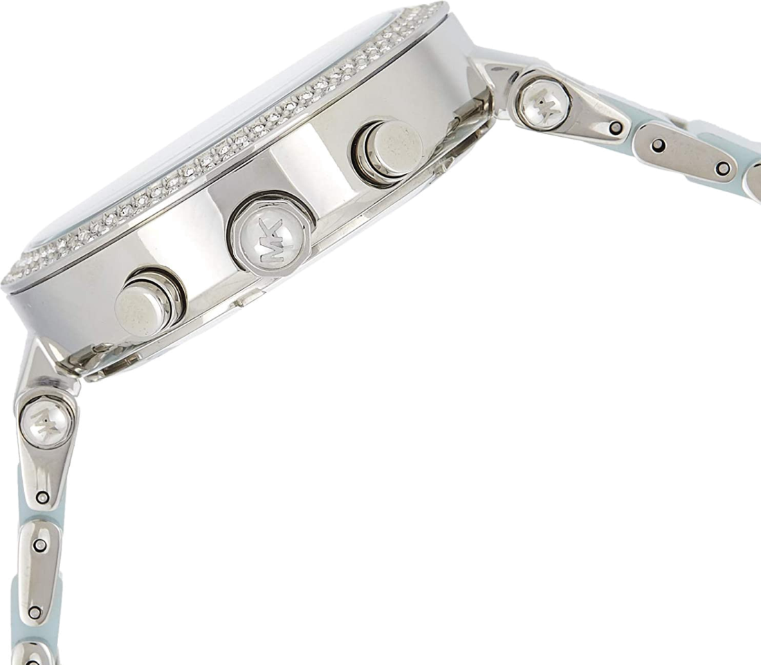 Montre Femme Michael Kors MK6138 Parker - Cadran Nacre, Bracelet Bi-matière Acier et Bleu, Chronographe vue 3