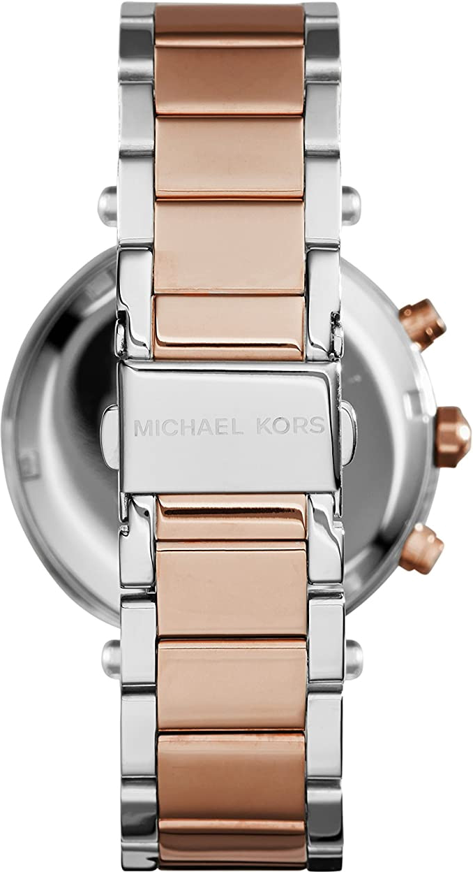 Montre Femme Michael Kors Parker MK6141 - Cadran Bleu, Bracelet Bicolore Acier Or Rose et Argent vue 3