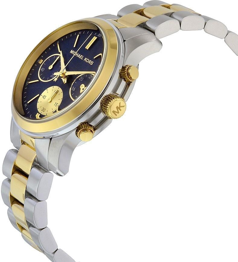 Montre Michael Kors MK6165 Cadran Bleu et Bracelet Bi-ton Or et Argent vue 3