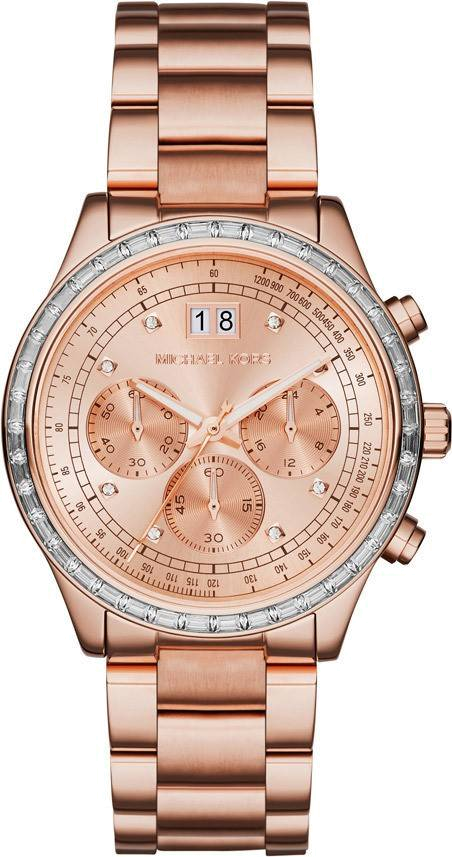 Montre Femme Michael Kors MK6204 Chronomètre en Acier Or Rose et Argent