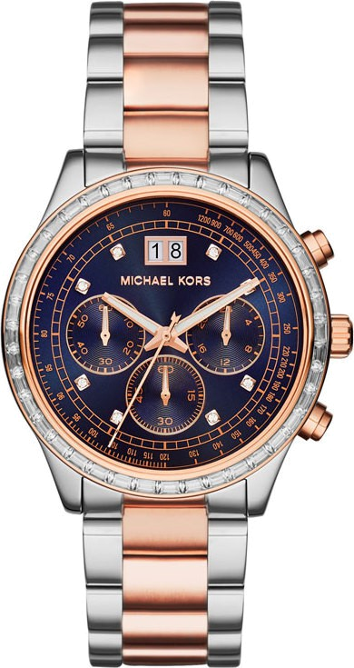 Montre Femme Michael Kors MK6205 Brinkley Cadran Bleu Acier Argenté Bi-ton