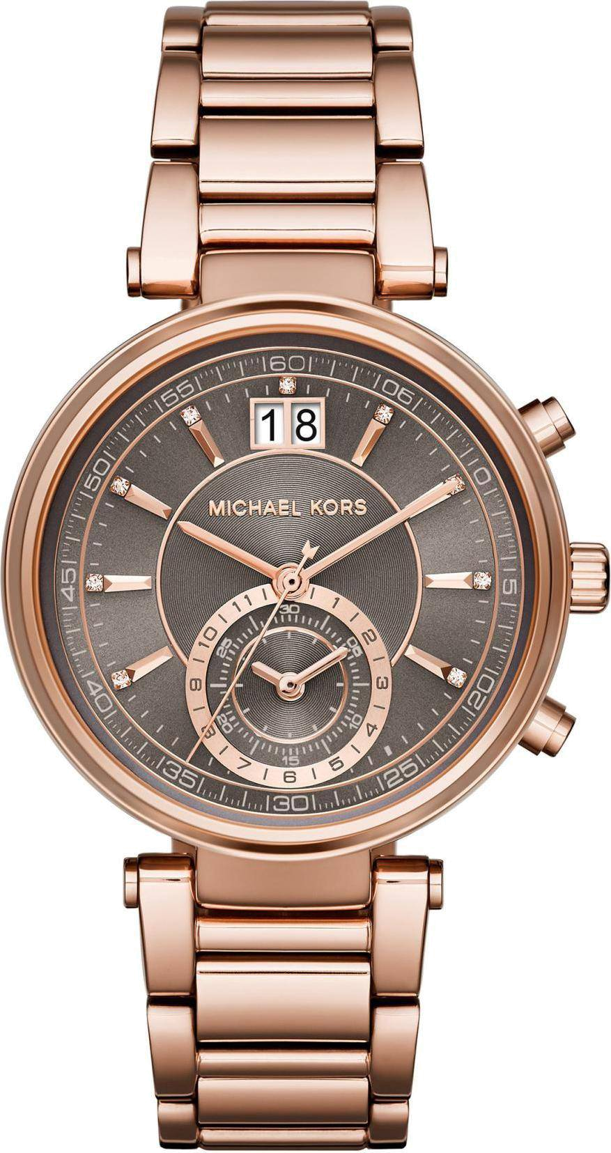 Montre Femme Michael Kors Sawyer MK6226 en Acier Or Rose, Cadran Gris