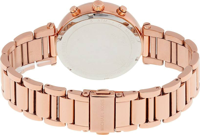 Montre Femme Michael Kors Sawyer MK6226 en Acier Or Rose, Cadran Gris vue 3