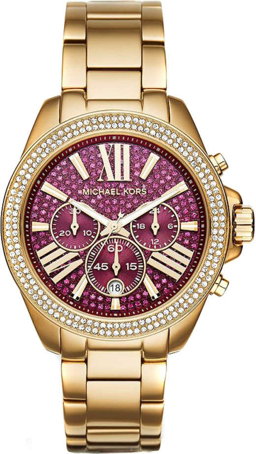 Montre Femme Michael Kors MK6290 Wren - Cadran Fuchsia Pavé Cristaux - Bracelet Or Acier