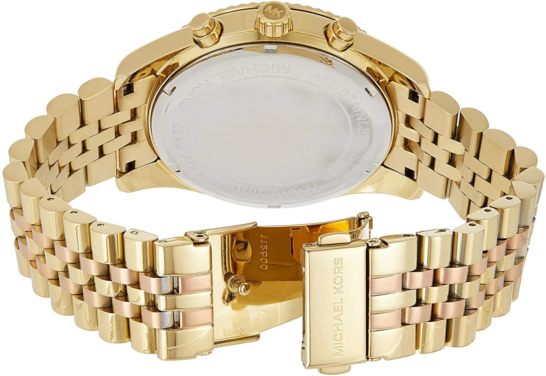 Montre Femme Michael Kors MK6473 Lexington Chronographe Acier Doré Rose vue 4