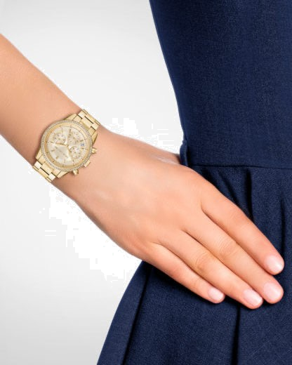 Montre Femme Michael Kors MK6597 Ritz Chronographe Dorée à Cadran Champagne vue 3