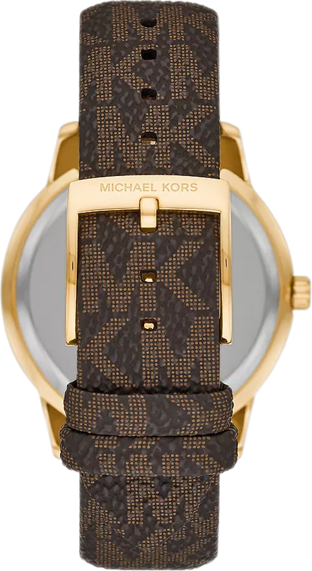 Montre Michael Kors MK6966 Tibby Femme, Cadran Argent, Boîtier Or, Bracelet Cuir Marron vue 2