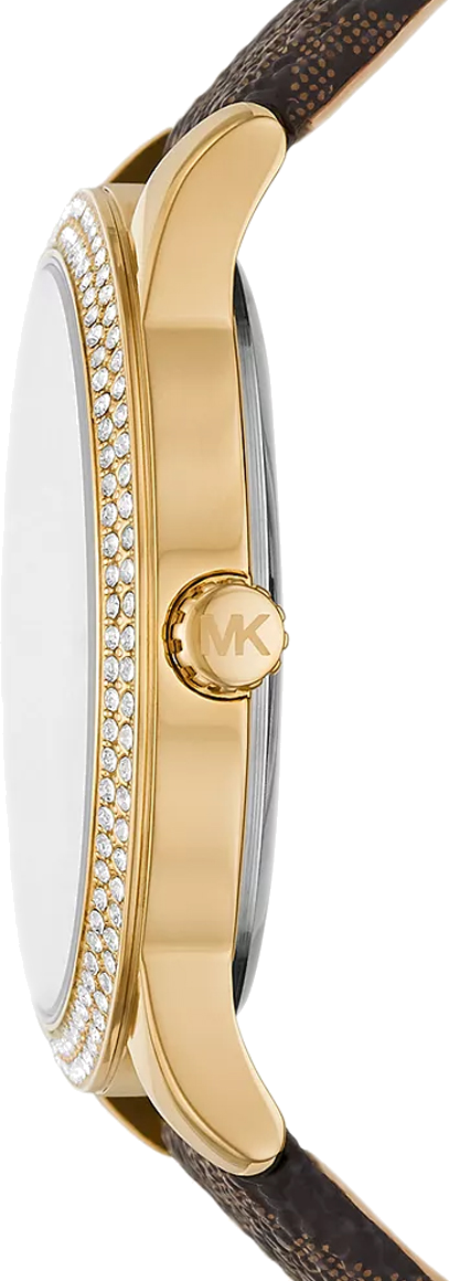 Montre Michael Kors MK6966 Tibby Femme, Cadran Argent, Boîtier Or, Bracelet Cuir Marron vue 3