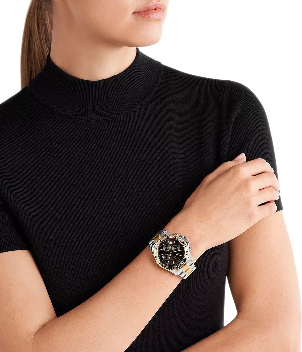 Montre chronographe Michael Kors Everest MK7209 pavée de cristaux bracelet bicolore vue 2