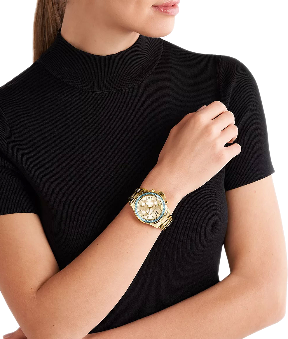 Montre Michael Kors Everest MK7210 Chronographe Femme en Acier Doré avec Cristaux vue 5