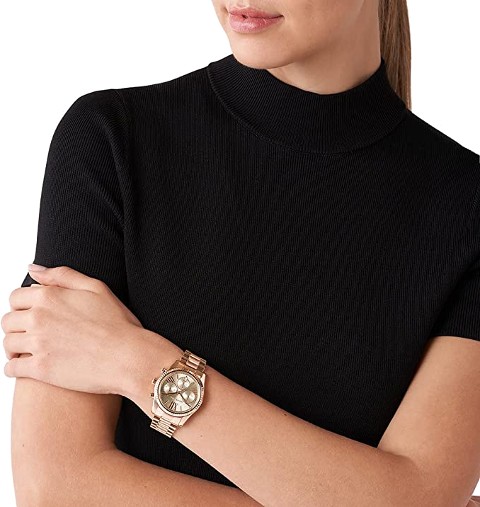 Montre Michael Kors Lexington MK7217 pour femme, cadran et bracelet acier or rose vue 4