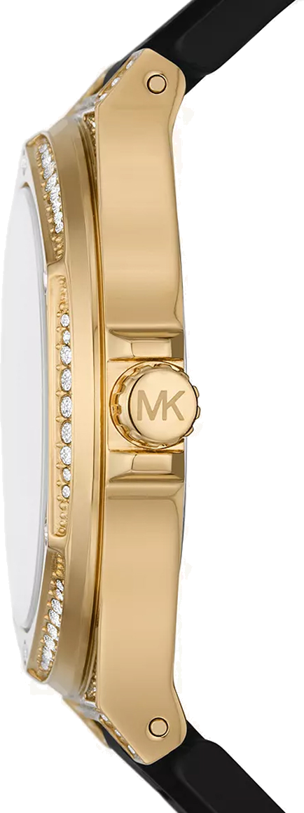 Montre Femme Michael Kors MK7247 - Cadran Transparent, Boîtier Or et Bracelet Silicone Noir vue 3